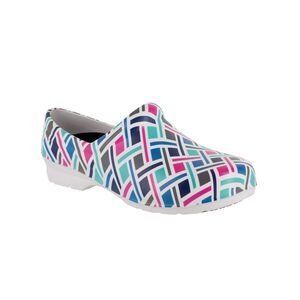 EASY WORKS BY EASY STREET Womens White Kris Wedge Slip On Clogs 9 M